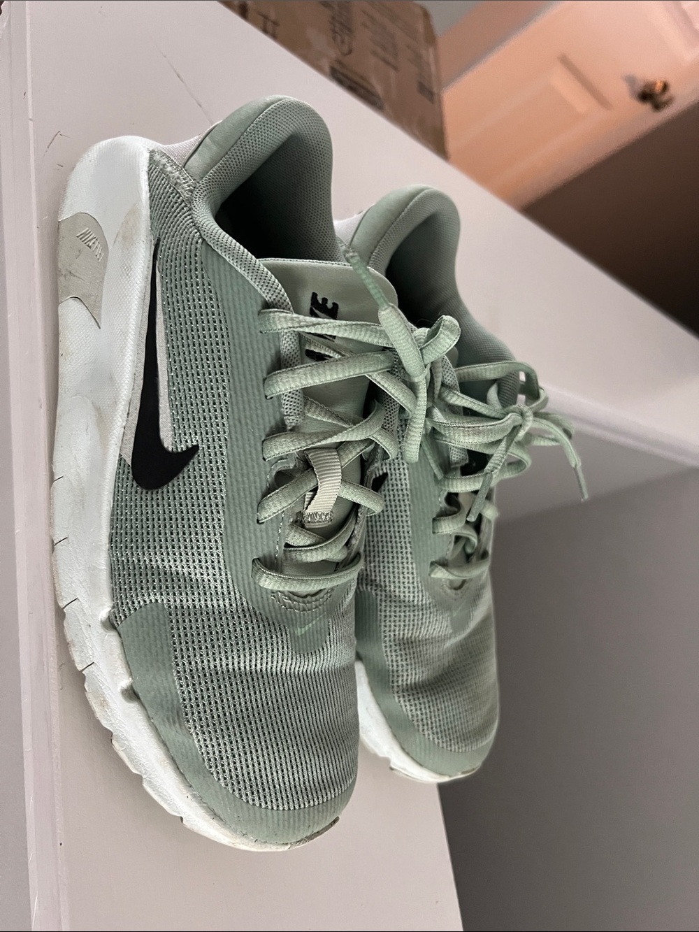 Nike Women’s Light Mint Green Mesh Running Sneakers with Black Swoosh